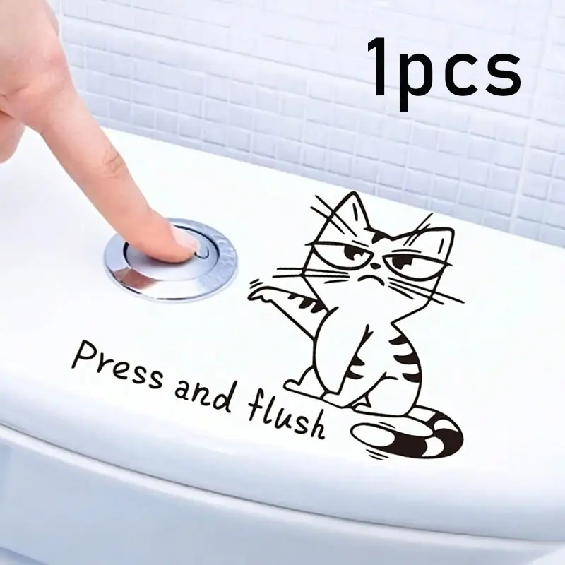 Cute Cartoon Toilet Sticker, Self-Adhesive PVC Wall Decal, Bathroom Decor, Easy Install, Durable, Fun Design, for Glass, Tile, Smooth Surfaces