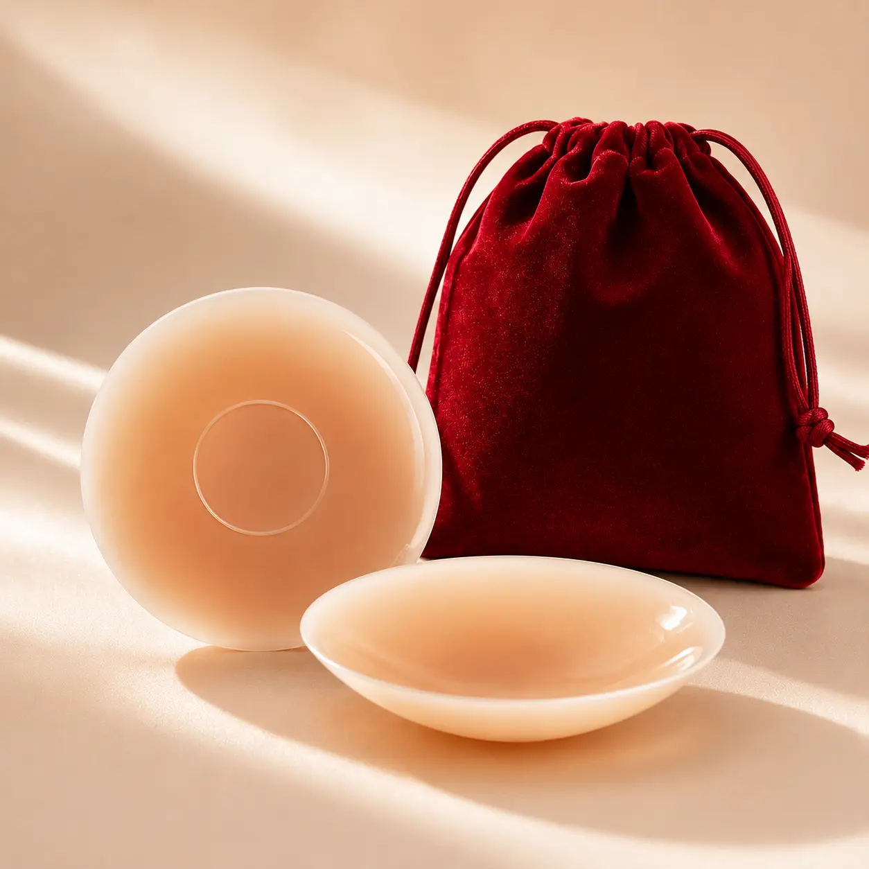 Nipple Covers for Women, Reusable Silicone Nipple Covers, Invisible Seamless Sticky Pasties, Waterproof & Sweatproof, Travel Case Included Beige Accessory