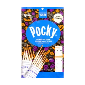 Glico Pocky Cookies & Cream Family Pack - 9 Bags (129.6g) - Japanese Snack, Crunchy Biscuit Sticks with Creamy Coating