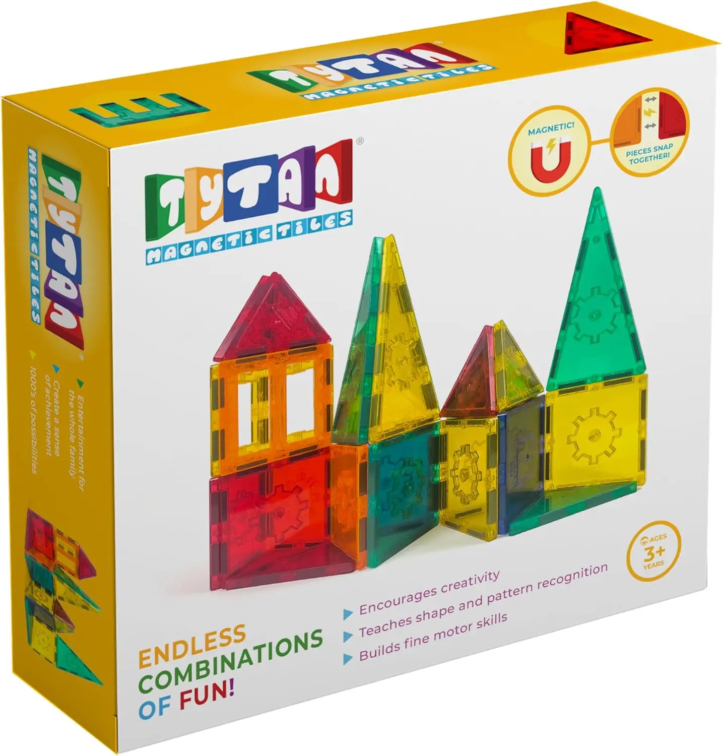 Tytan Magnetic Tiles 25-Piece Starter Construction Kit, Unisex Age 3+ Educational STEAM Toy with Learning Guide for Stem Play
