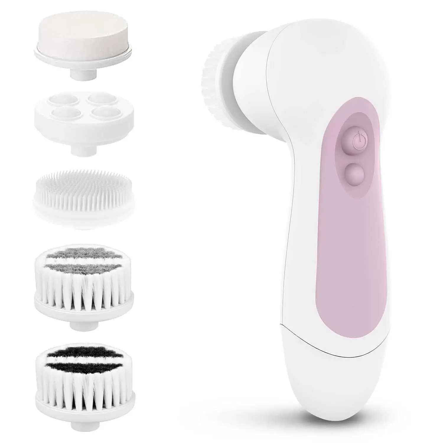 CLSEVXY Durable Waterproof Silicone Electric Facial Brush Set - 5 Multi-Heads, Exfoliator for Deep Cleanse, Make-Up Removal & Make Skin Smooth