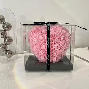 Romantic Rose Flower Gift Box, 1 Count Heart Shaped Fake Rose Gift Box, Artificial Eternal Rose Bouquet, Creative Gift for Couple, Home Decor Ornament, Party Gift for Birthday Wedding Anniversary
