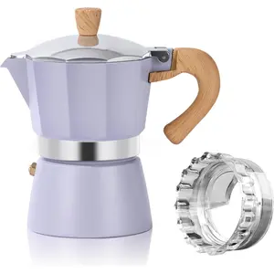 Moka Pot Stovetop Espresso Maker 3 Cup 5 oz Italian Coffee Maker Manual Cuban Coffee Percolator Machine Italian Espresso Greca Coffee Maker for Cappuccino or Latte,Purple