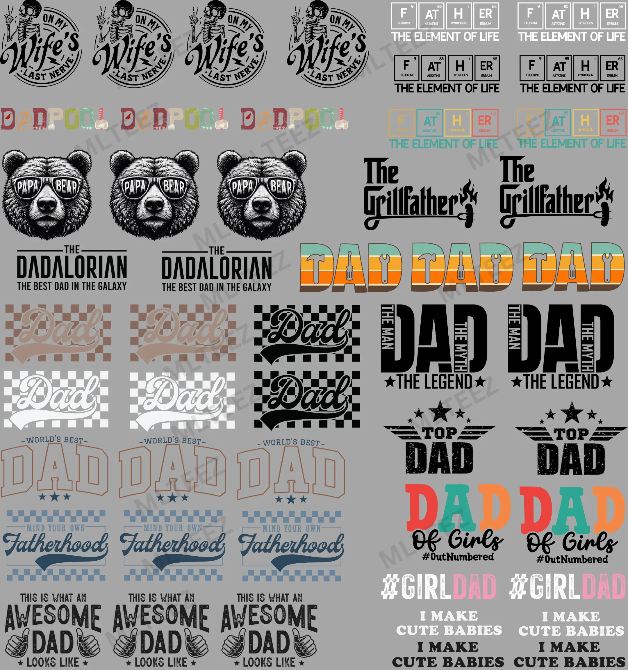 DAD TRUCKER HAT PREMADE GANGSHEET  - 22X24  DTF TRANSFERS - DIRECT TO FILM