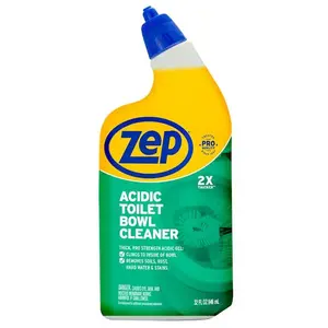 ZEP 32 oz. 946ml Acidic Toilet Bowl Cleaner, Safe Acid Toilet Cleaner, Septic Safe Gel Cleaner, Pipe Safe Cleaner, Professional Strength for Home, Value Toilet Cleaner, Stain Remover Gel, Odor Eliminating Cleaner.