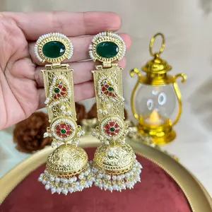 Gorgeous Statement Kashmiri Jhumka Earrings for Women, Traditional Ethnic Jewelry for Festivals-Weddings