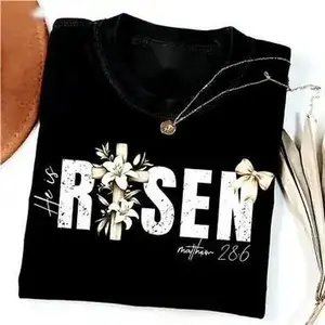 He is Risen Shirt, Risen Tee, Retro Easter Day Shirt, He is Risen Bow Tee, Easter Christian T-shirt, Easter Bible Verse Tshirt