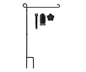 Garden Flag Holder Stand, Premium Yard Flag Holder Weather-Proof Metal Powder-Coated Flagpole with Clip and Stopper for Christmas Garden Flag, Outdoor Garden Decor Decoration
