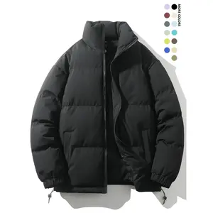 Men's Solid Color Zip Up Drawstring Pocket Funnel Neck Winter Coat, Regular Fit Casual Long Sleeve Thermal Outerwear for Winter, Men's Clothes for Daily Wear