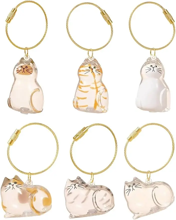 6-Pack FurEver Cat Memorial Keychains - Carry Your Cat's Memory Everywhere, Cute DIY Pet Hair Storage Capsule Pendants
