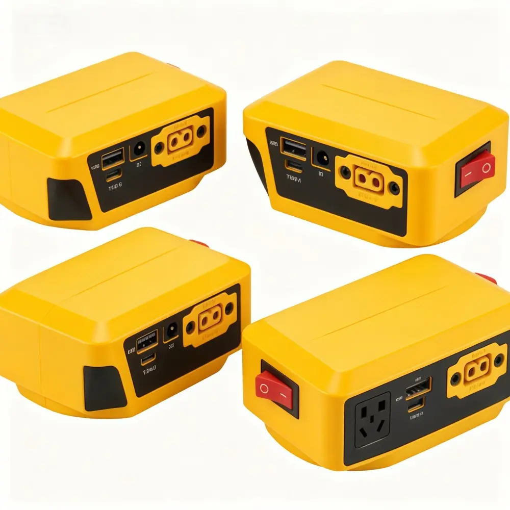 DeWalt Power Tool Battery Adapter Converters (4-Pack), 18V-20V Lithium Battery Portable Charger Dock with XT60 Port, Type-C PD Fast Charging, USB-A DC Port, LED Voltage Indicator Switch for Outdoor Activities, DIY Home Projects