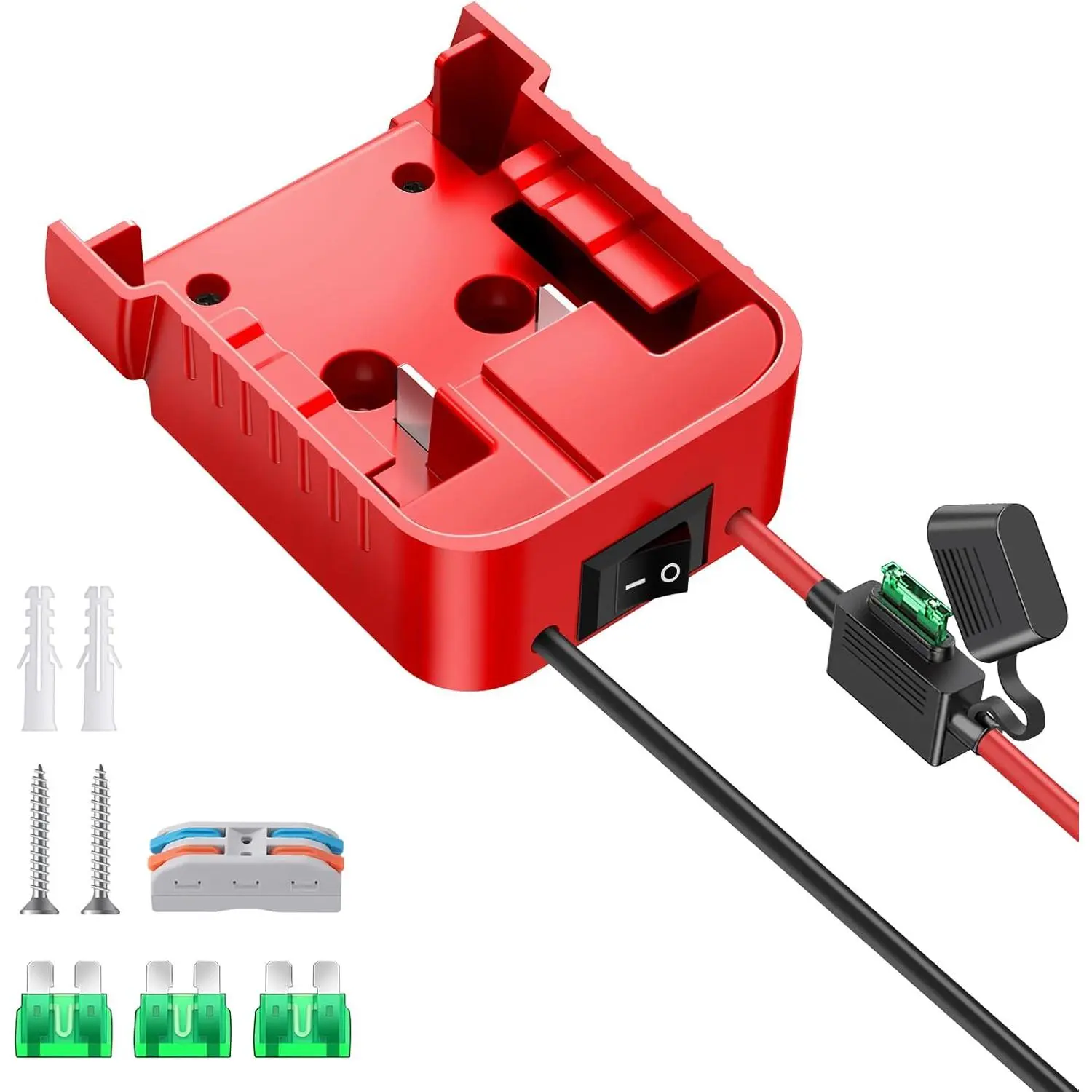 1 x Milwaukee M18 18V Battery Power Wheel Adapter Set - ABS Converter with Fuse, Switch, Wire Terminals, 12AWG Wire, Upgrade Wiring Protection for DIY Home Projects, Upgrade RC Car Toys, Robotics, LED Strip Light