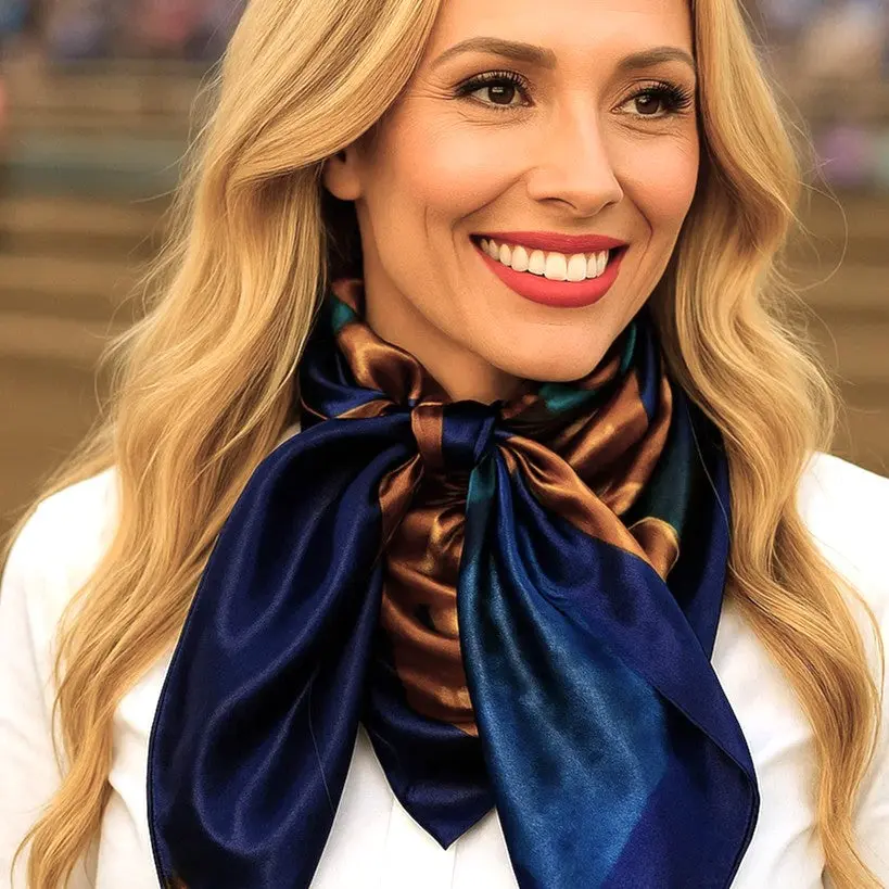 Blue Painted Sunflowers Wild Rag - Western Scarf
