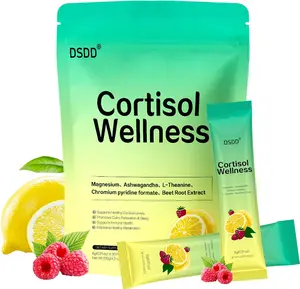 DSDD Cortisol Wellness Powder with Magnesium Ashwagandha Vitamin C D3 L-Theanine for Healthy Aging Glass Skin Mood Sleep Stress Management Supplement Nutrition