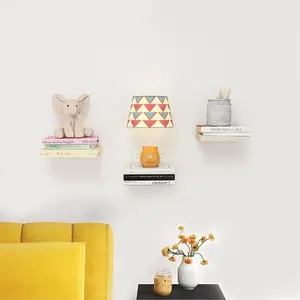 Invisible Floating Bookshelf - Modern White Wall Mount Metal Shelves for Room, Bedroom Bookcase, Small Bookshelf with Minimalist Design, Sleek Storage for Books & Decoratives（4PCS）