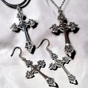 Cross Pendant Necklace Earrings Charms