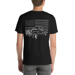 1986 150 Lariat Vintage Pickup Truck USA Owner Gift t-shirt with American Flag Design Streetwear Crewneck Shortsleeve