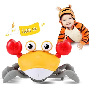 Crawling Crab Baby Toy Gifts: Tummy Time Toys Walking Dancing Cute Essentials Electric Induction Sensory Stuff Moving Babies Crabs with Light Up Music  Toddler Boys Girls Items Interaction Gadgets