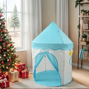 Kids Fun Play Tent, Princess Fairy Tale Castle Playhouse, Pink & Blue Options, Portable Outdoor Mongolian Yurt, Ideal Birthday Christmas Halloween Thanksgiving Holiday Gift, No Accessories