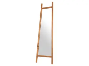 HomeRoots 565007 70 in. Natural Solid Wood Leaning Geometric Framed Standing Mirror