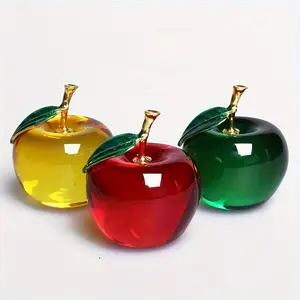 A crystal apple decoration, a glass art handicraft, a creative gift, suitable for car and home festival decoration, perfect for Halloween and Christmas, a handcrafted decorative item