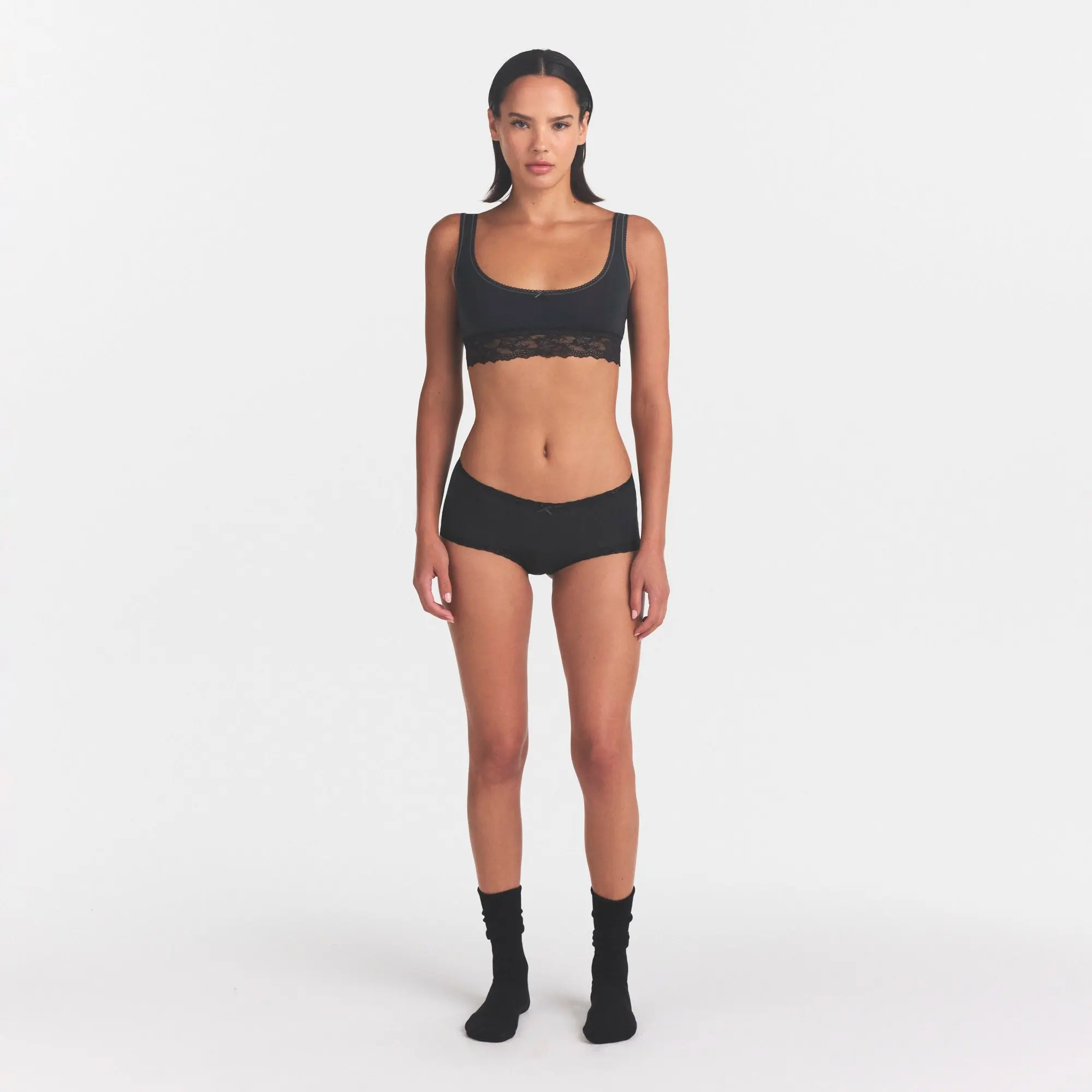 SKIMS LIGHTWEIGHT COTTON LACE SCOOP BRALETTE