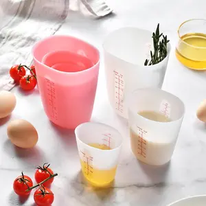 Silicone Measuring Cup, 1 Count/3 Counts Clear Heat Resistant Soft Measuring Cup, Baking Tool for Home Kitchen, Food Measuring Tool, Kitchen Cooking Utensils & Gadgets, Kitchenware