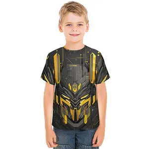 Young Girl's and Boy's Transformers Graphic Tees,Back To School Clothes Girls, Black Round Neck Print T-Shirts, Machine Washable, Suitable For Outdoor Sports A0927-86