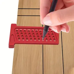 1pc Woodworking Scribe Metric And Inch Precision T-Ruler Aluminum Alloy Pocket Ruler Marking Gauge Carpentry Cross Calibration Ruler Crossed-out Hole Scribing Line Drawing Measuring Instrument DIY Measuring Tool (65mm And 2.5Inch)