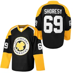 Men's #69 Embroidery Ice Hockey Jersey, Vintage Stripe V Neck Long Sleeve Uniform Pullover Hockey Shirt For Training Competition Outfits Streetwear Christmas gifts UglySweater