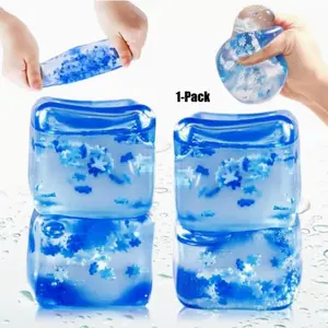 1-Pack Large Ice Cube-Shaped Stress Relief Squishies, High-Density Gel Sensory Toy, Desktop Stress Cube for Office & Study Relaxation, Soothes Anxiety & Relieves Pressure, Suitable for 10-12 Years, All-Season Use
