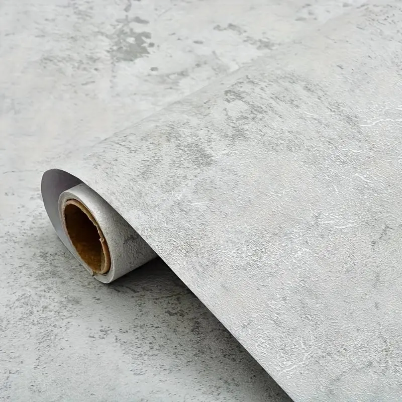 1 Roll Vintage Self-Adhesive Decorative Wallpaper, Textured Wall Paper, Weathered Concrete Modern Retro Peel and Stick Removable Vinyl Wall Contact Paper for Interior Walls, Accent Walls, Home Renovation Decor
