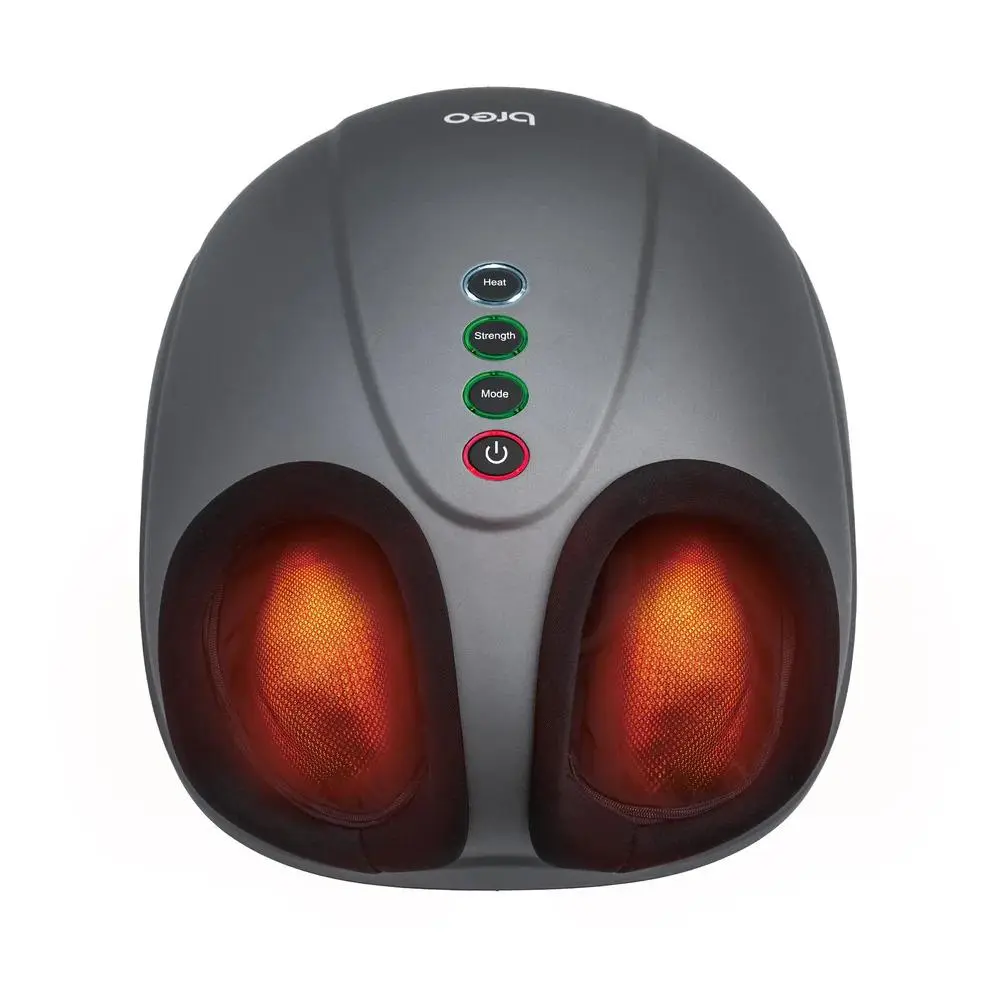 Breo Foot Massager Machine with Heat, Shiatsu Deep Tissue Kneading, Rolling Massage for Relax, Fits Feet Up to Men Size 12 Adjustable Relaxing Comfort Comfort Massaging Sock Removable