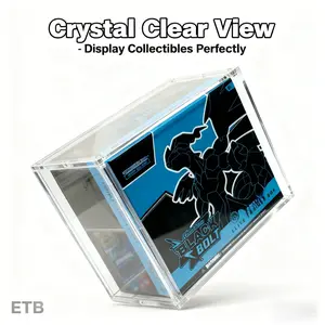 Acrylic Display Box Stackable Pokemon Card Holder, Transparent Magnetic Closure Case, Trading Card Storage, Ideal for Trading Cards & Collectibles