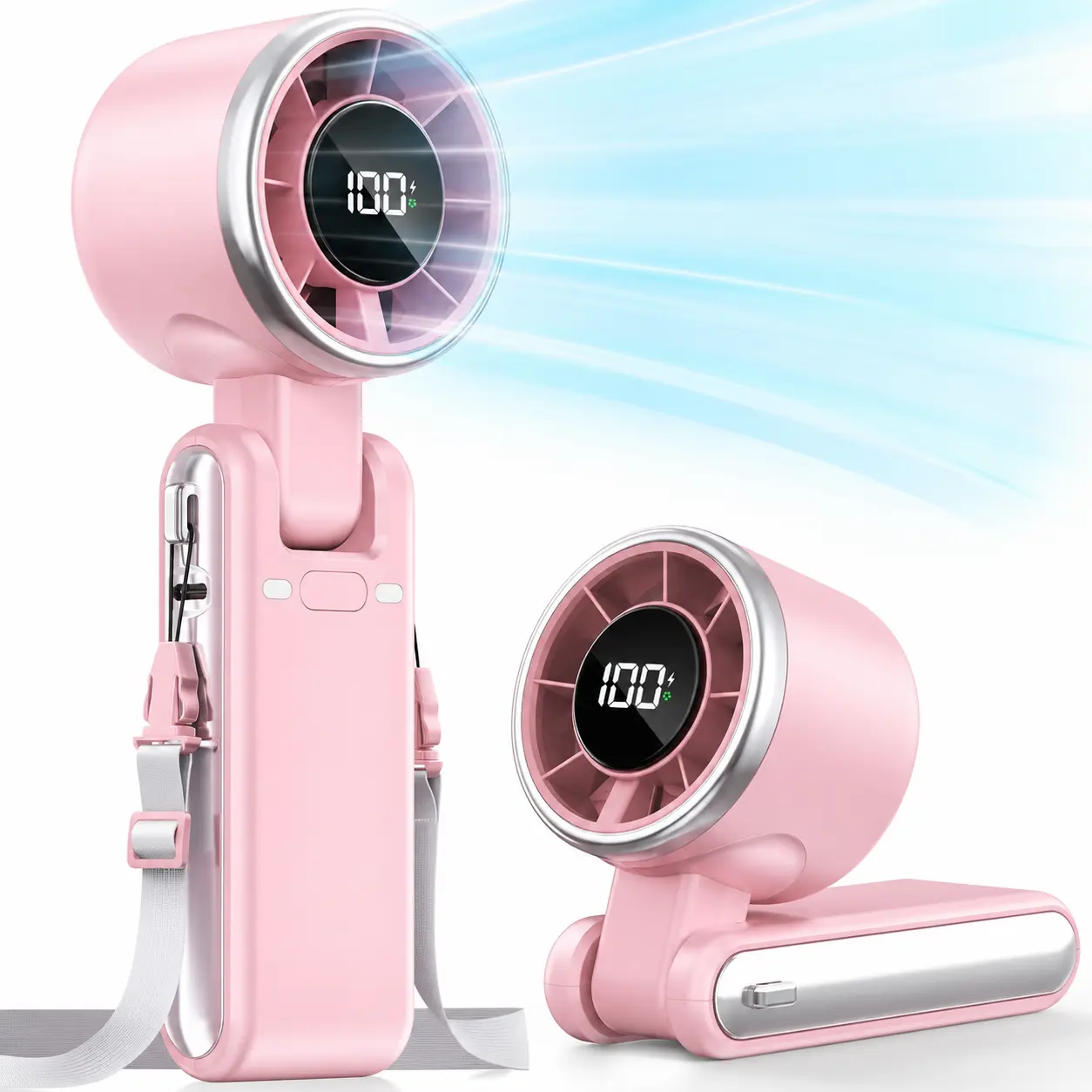 3-in-1 Portable Foldable Fan, 5-Speed USB Rechargeable Handheld Personal Fan with Up to 10H Battery, Compact Travel Cooling Fan for Camping, Beach & Outdoor Activities tiktokshopbacktoschool