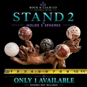 Large Driftwood Crystal Sphere Stand | Holds 5 Spheres | Natural Display Decor