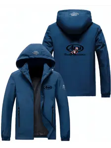 Premium Polyester Fiber Flying Jacket, Blue Cartoon Racer Design, Casual Fitted Spring & Fall Wear, Perfect for Daily