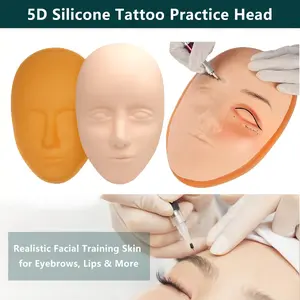 5D False Skin Silicone Eyebrows Eyelashes Lips Model Professional Makeup Mannequin Training Head Face，Tattoo practice skin，Suitable for Beginners and Artists Makeup Face Tattoo Skin Training Head Mask Training Skin and Base, Cosmetics Makeup Tool