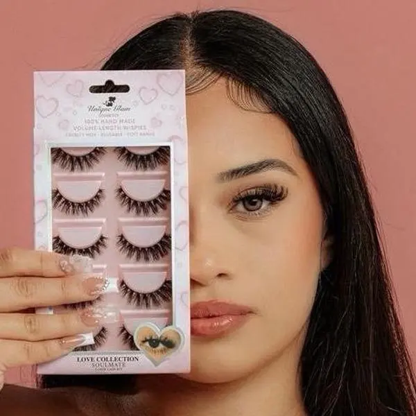 5-Pair Love Collection Eyelash 3D 5D Faux Mink Eyelashes Reusable Cruelty Free Vegan Ultra Wispy Cosmetic