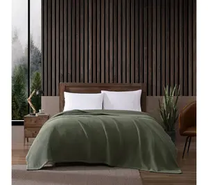 Eddie Bauer Solid Waffle Green Cotton Full/Queen Blanket