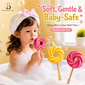 Kids Bubble Bath Balls, Lollipop-Shaped Bath Bomb for Bathtub, Rich Foam Bath Fizzy, Pink & Yellow Bubble Bath Fun