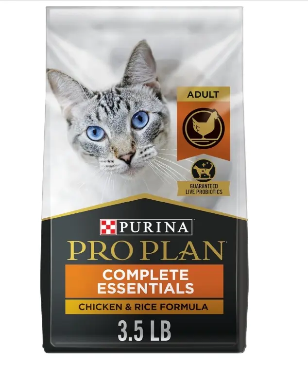 Purina Pro Plan Complete Essentials Chicken & Rice Formula 3.5 lb Dry Cat Food with High Protein & Live Probiotics for Digestive & Immune Health