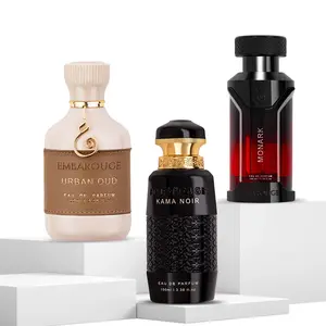 EMBAROUGE Urban Oud, Kama Noir & Monark Perfume Combo for Men & Women | 3x100 ml / 3.4 Fl. Oz. | Urban Oud: Wood, Oriental & Fougere | Kama Noir: Fresh, Amber & Vanilla | Monark: Apple, Spicy & Amber | Gift Set | Eau de Parfum (EDP)
