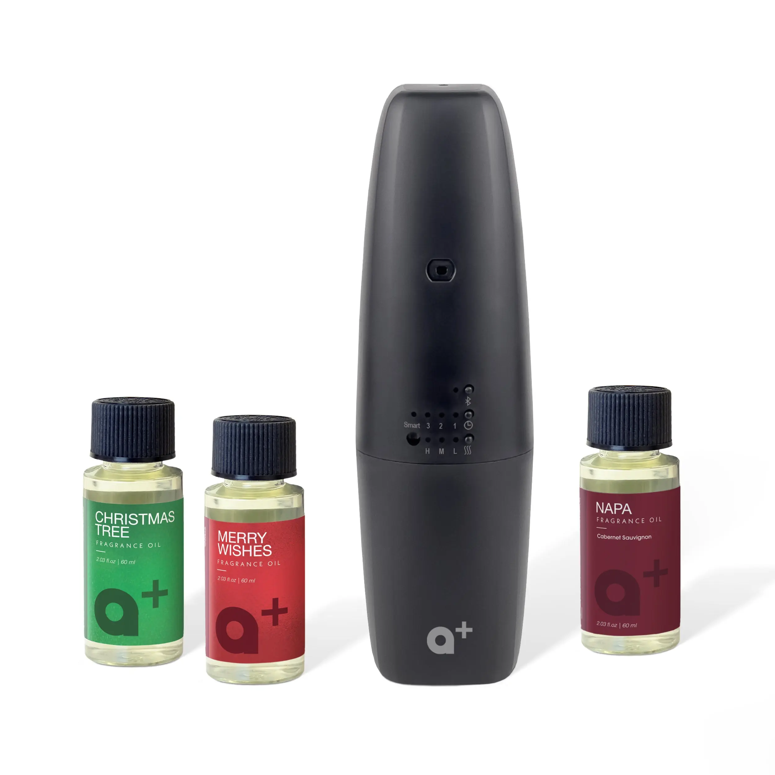 Wall-Plugged Adjustable Christmas Tree Waterless Diffuser Holiday Gift Set - 2.03 fl oz Cabernet Sauvignon, Cinnamon Spice 3-Oil Bundle Included, Indoor Modern Home Decor Fragrance Accessory