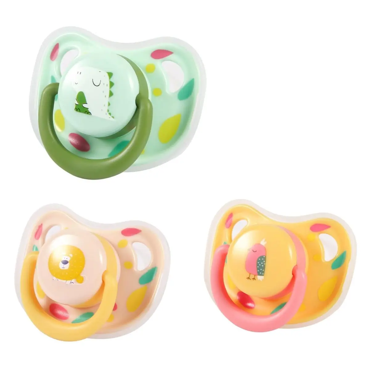 3-Pack Dog Pacifier Chew Toys for Small Dogs and Cats, Cute Silicone Puppy Teething Toys with Detachable Swivel Rings, Assorted Colors