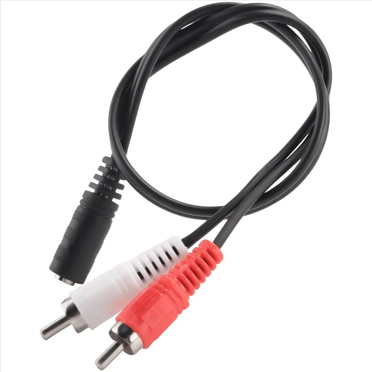 3.5mm Female to 2RCA Male Stereo Audio Y-Splitter Adapter, 30.7 cm Auxiliary Cord for Smartphones, Speakers, and Home Theater Systems