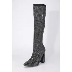 Shine Bright: Rhinestone Knee-High Boots for Ultimate Glamour