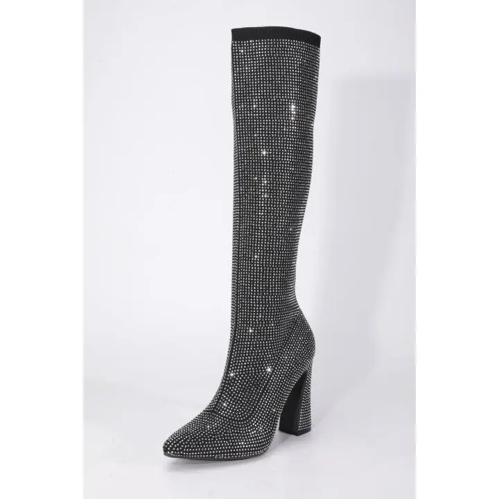 Shine Bright: Rhinestone Knee-High Boots for Ultimate Glamour
