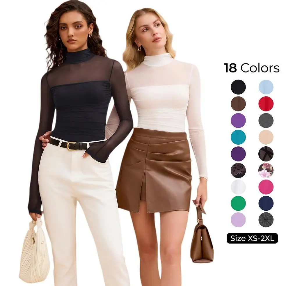 Avidlove Women Long Sleeve Bodysuit Turtle Neck Shapewear Body Suits Mesh One Piece Leotard Shirt Going Out Tops Fall Outfits