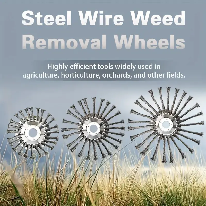 Weed Cutting Wheel Set, 6/8/10 Inch Steel Wire Brush Heads, Universal Trimmer Accessories Kit, Garden, Agriculture & Road Maintenance Tools